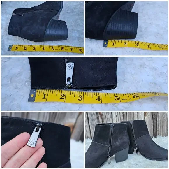Black Ankle Bootie Blondo Nelli Size 9.5 Nubuck Leather Heel Zip Waterproof - Picture 9 of 13